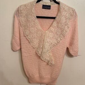 Vintage Herman Geist Sweater with Lace Collar